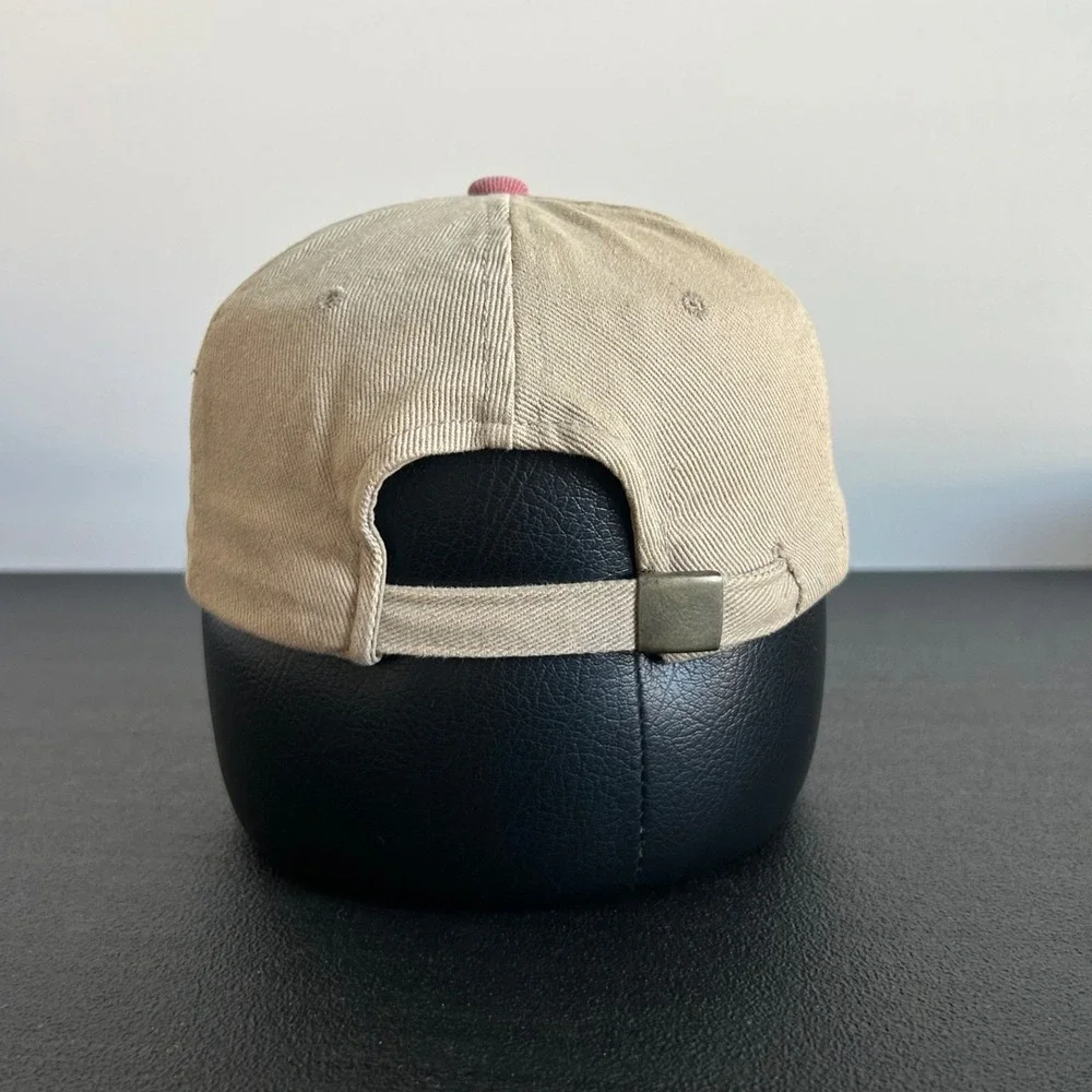 Vintage Mackinaw Island Hat Cap Strap Back Adjustable Tan Red Sailboat Adult